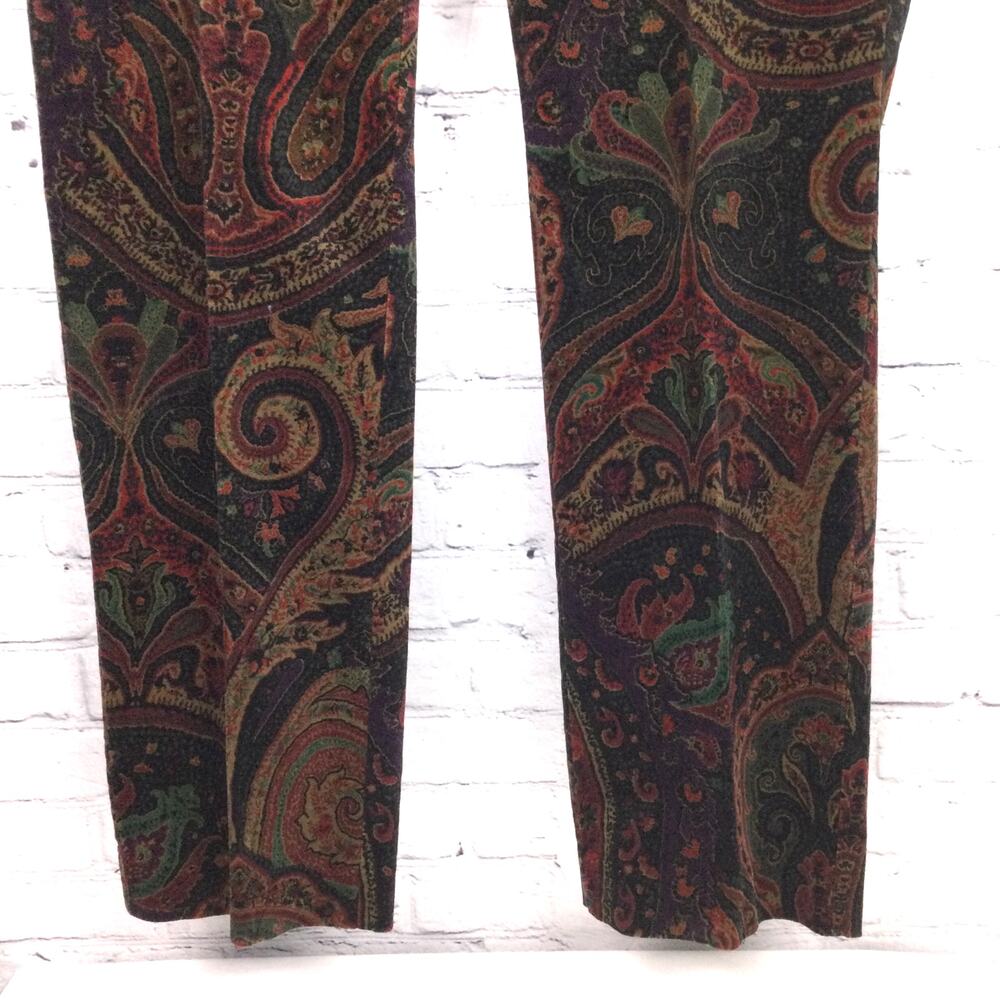 Lauren Ralph Lauren 90s Vintage Paisley Midrise Soft Straight Leg Brown Pant 16W - Picture 2 of 15